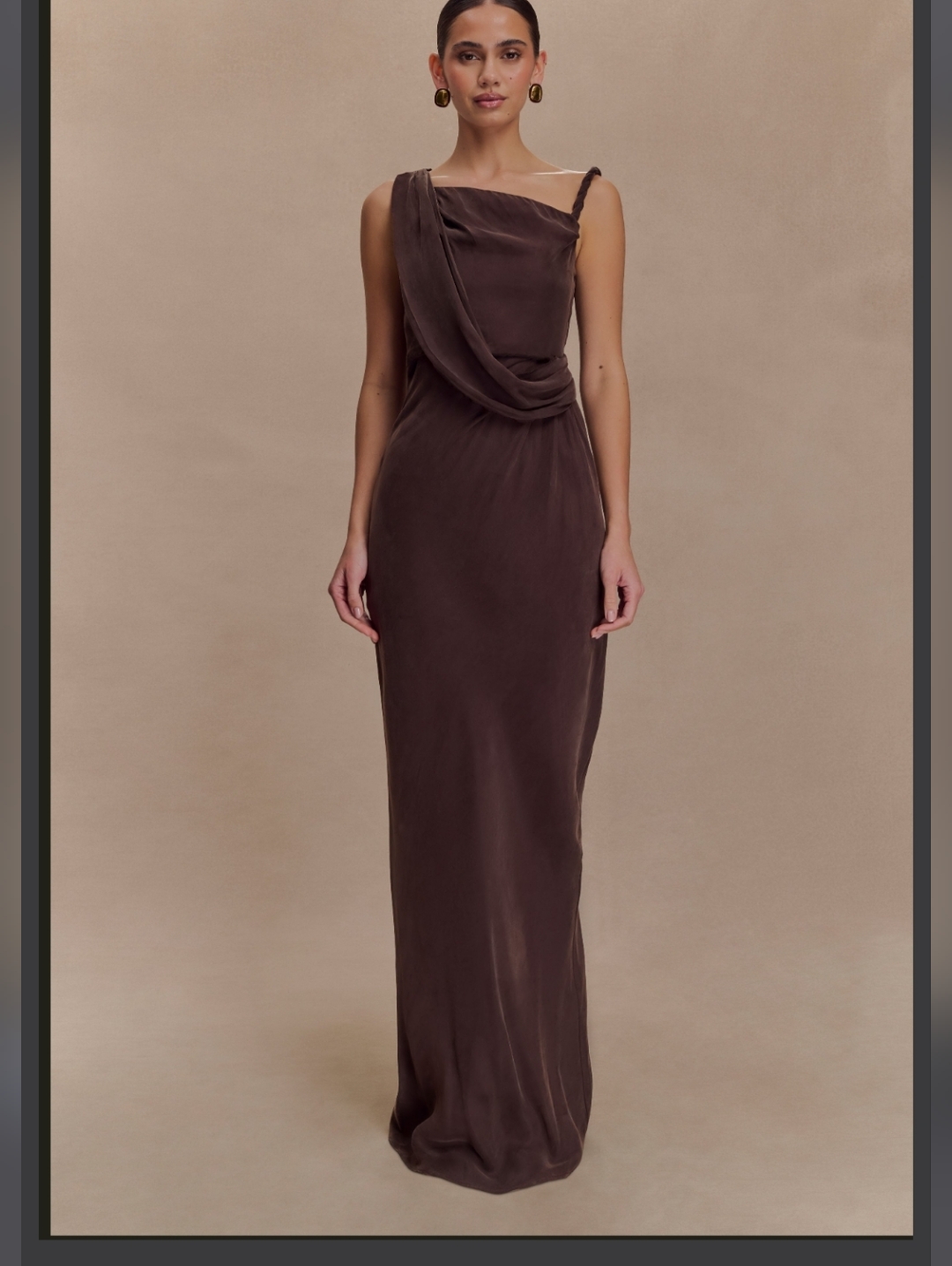 Meshki Lorieanne Draped Maxi Dress - Dark Chocolate
